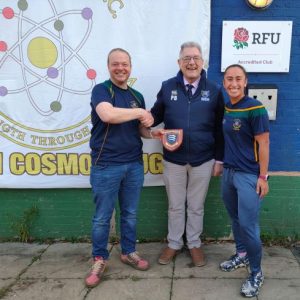 Kilburn Cosmos Women's coaches receiving the Beyond Rugby President Award