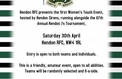 Hendon Siren’s Touch Event – 30th April 2022