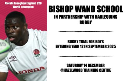 Harlequins Academy and Bishops Wand School Rugby Programme – Trial Sat 14th December